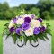 Headstone Flower Saddle with Realistic Peony & Rose - Purple Artificial Cemetery Flowers for Grave - UV Resistant Weatherproof Memorial Day Grave Decorations - Secure Fit Tombstone Arrangement
